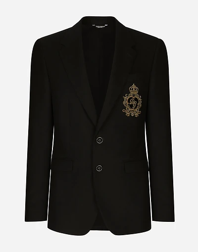 Single-breasted wool and cashmere jacket with DG patch
