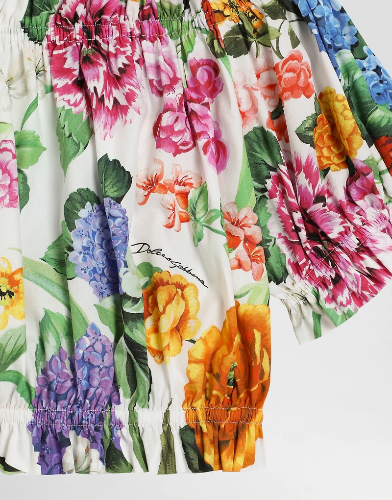 Cotton poplin top with floral print