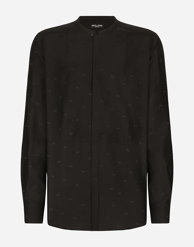 Silk Martini-fit shirt with plastron