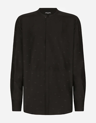 Silk Martini-fit shirt with plastron