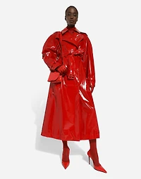 Patent leather trench coat