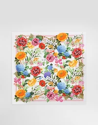 Floral-print silk twill foulard (70x70)