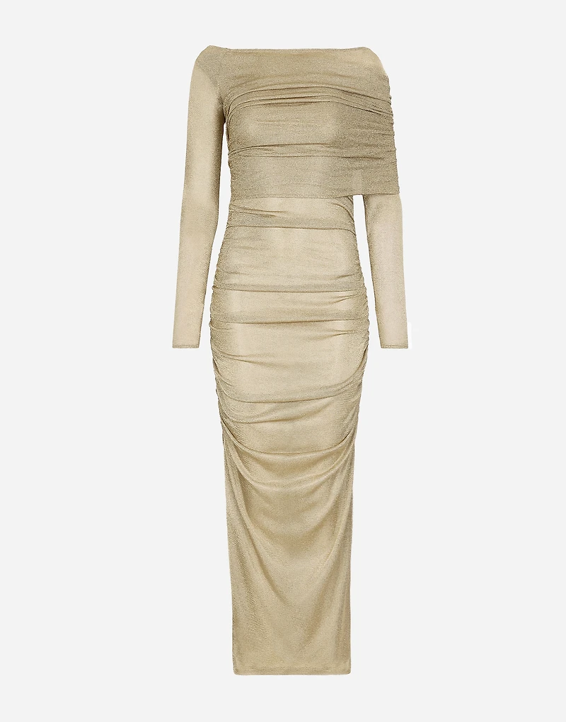 Lurex mesh calf-length dress