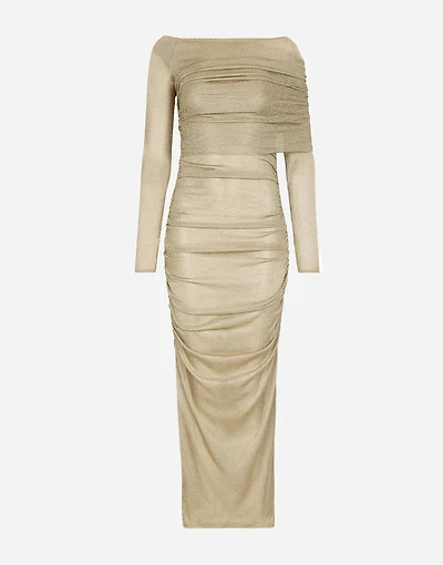 Lurex mesh calf-length dress