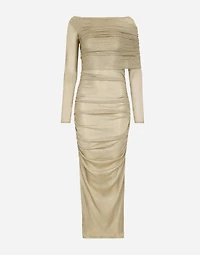 Lurex mesh calf-length dress