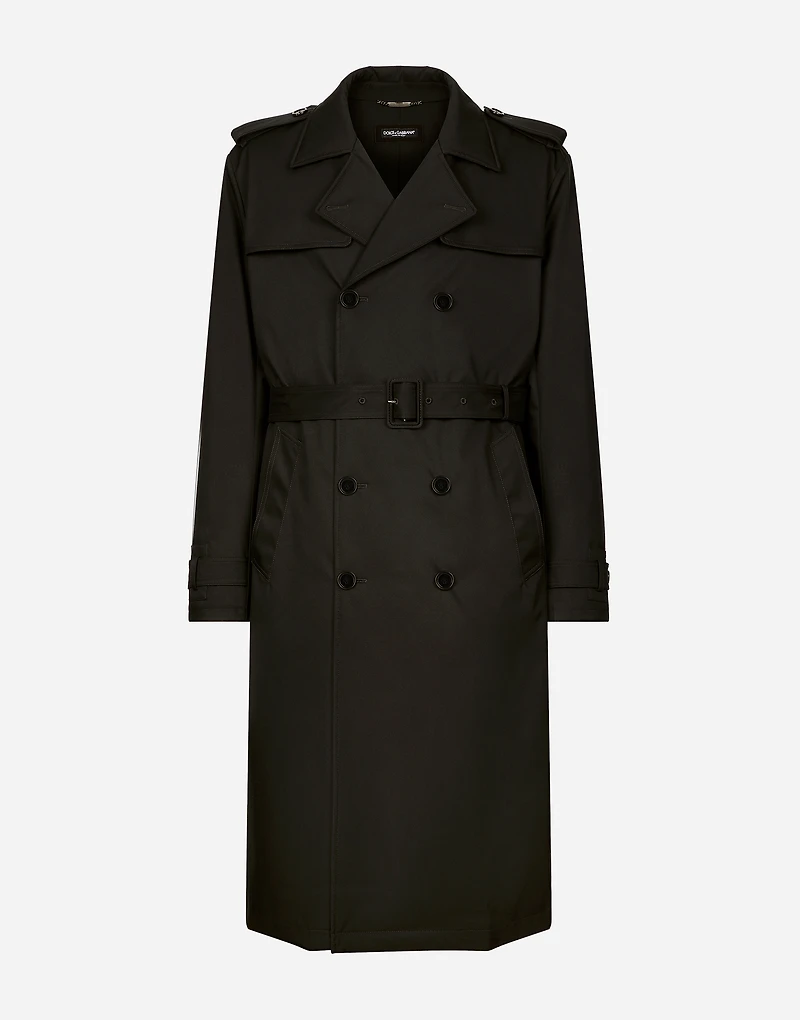Nylon double-breasted trench coat