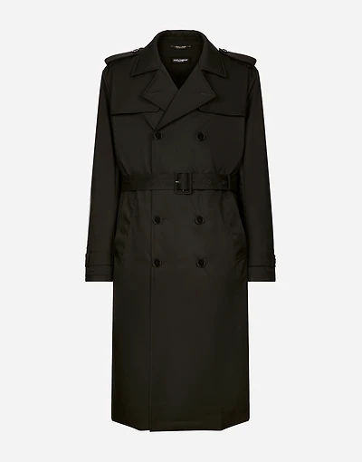 Nylon double-breasted trench coat