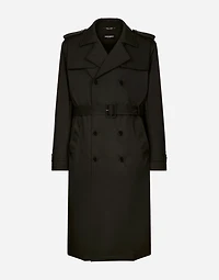 Nylon double-breasted trench coat