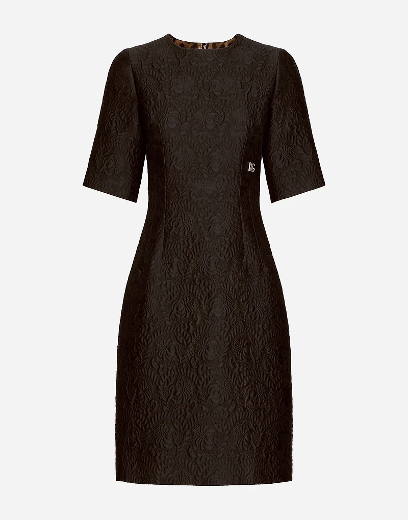 Fit-and-flare midi dress floral jacquard