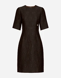 Fit-and-flare midi dress floral jacquard