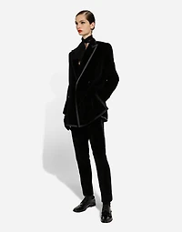 Tailored velvet tuxedo pants