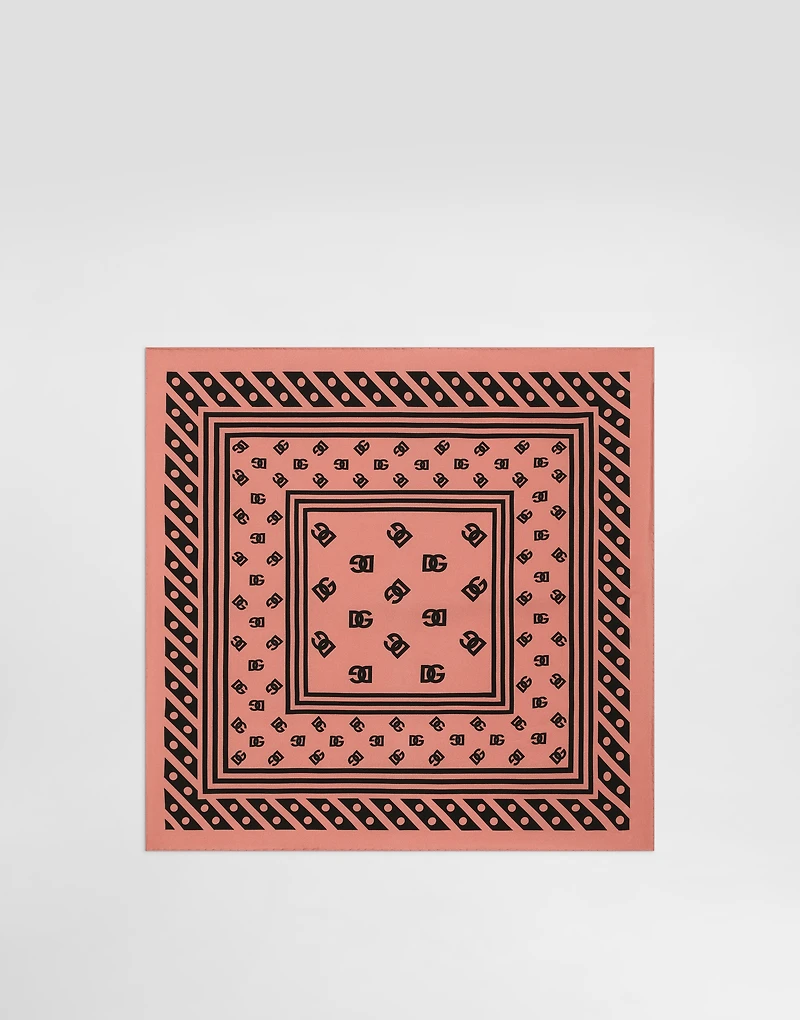 Silk twill foulard with all-over DG logo print (50X50)