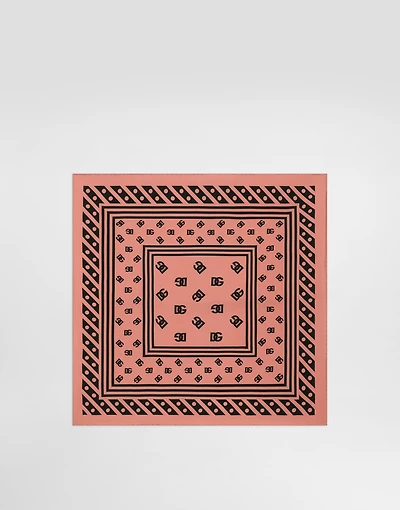 Silk twill foulard with all-over DG logo print (50X50)