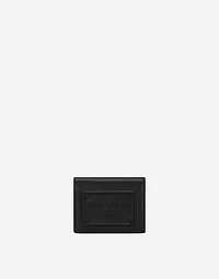 Calfskin card holder with raised logo