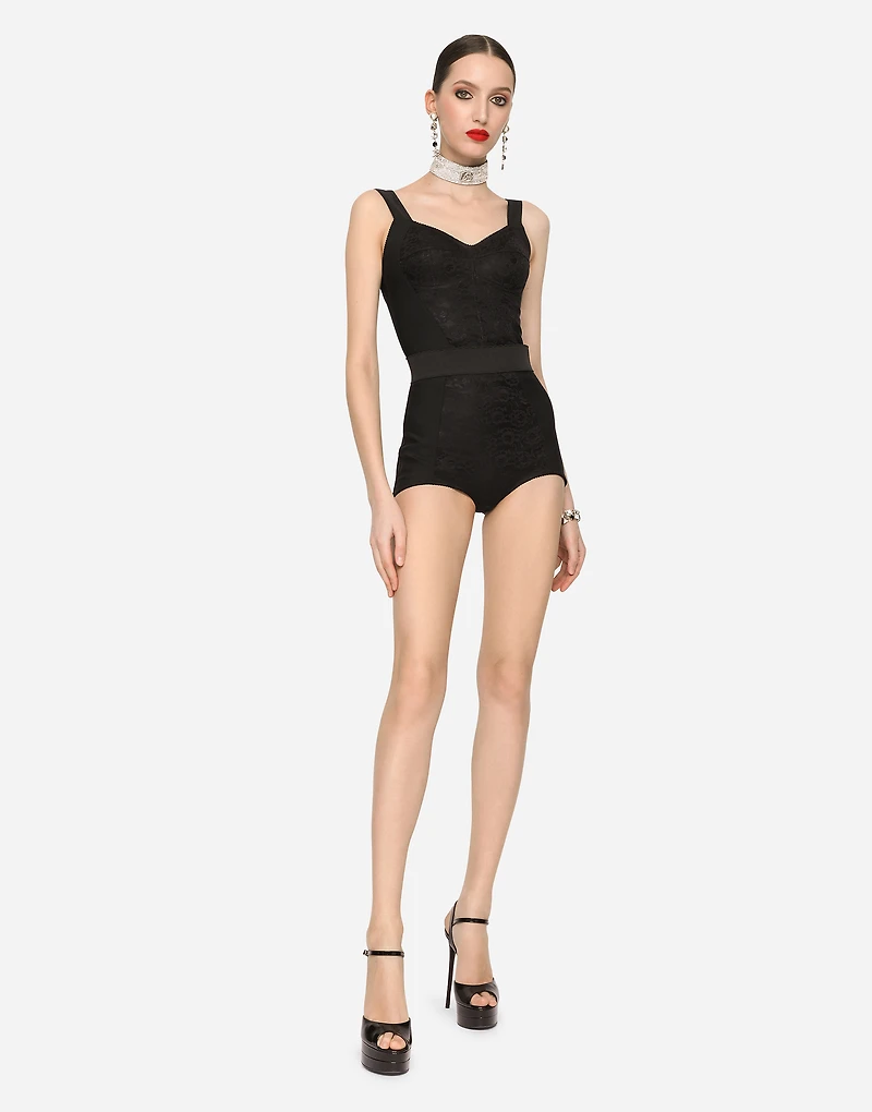 High-waisted shaper panties jacquard and satin