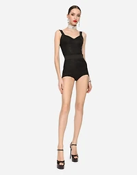 High-waisted shaper panties jacquard and satin