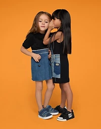 Stretch denim and jersey dress with DG logo