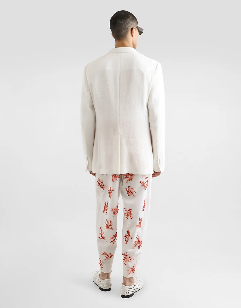 Long-sleeved linen shirt with cardigan buttoning
