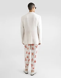 Long-sleeved linen shirt with cardigan buttoning
