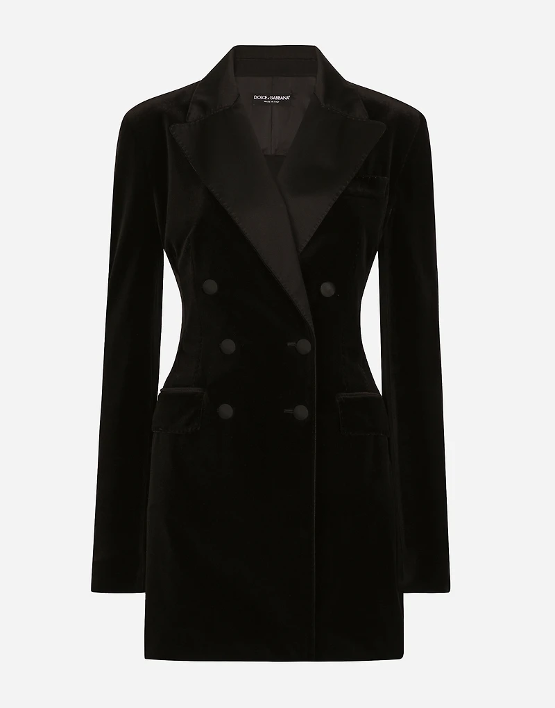 Double-breasted velvet Turlington jacket