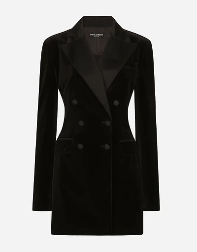 Double-breasted velvet Turlington jacket