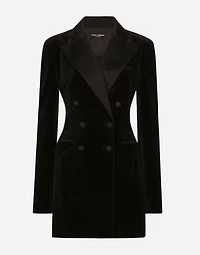 Double-breasted velvet Turlington jacket