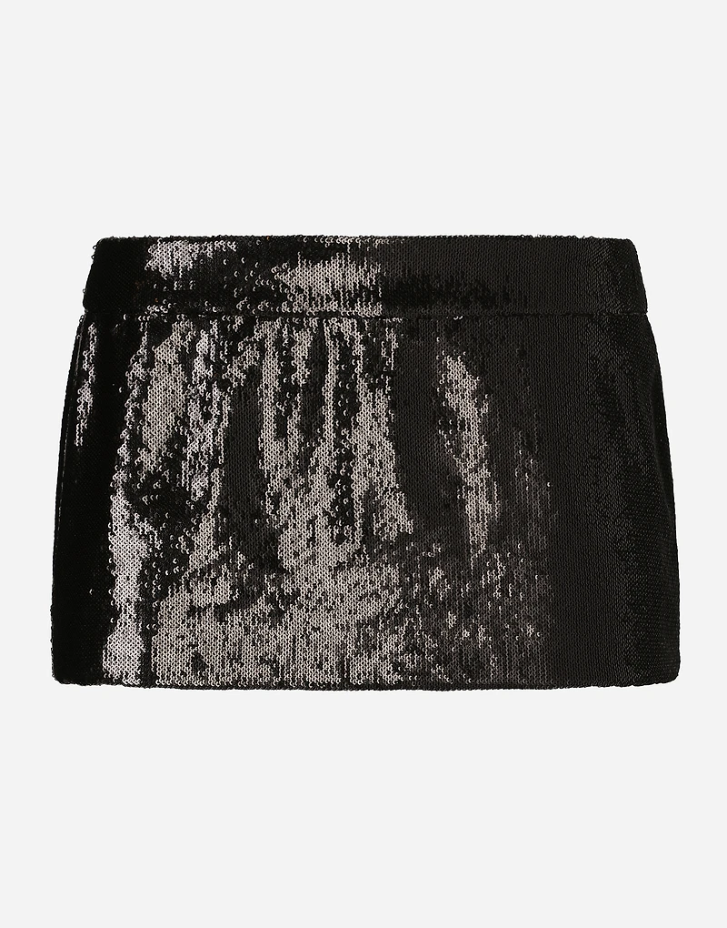 Miniskirt with micro-sequin embellishment