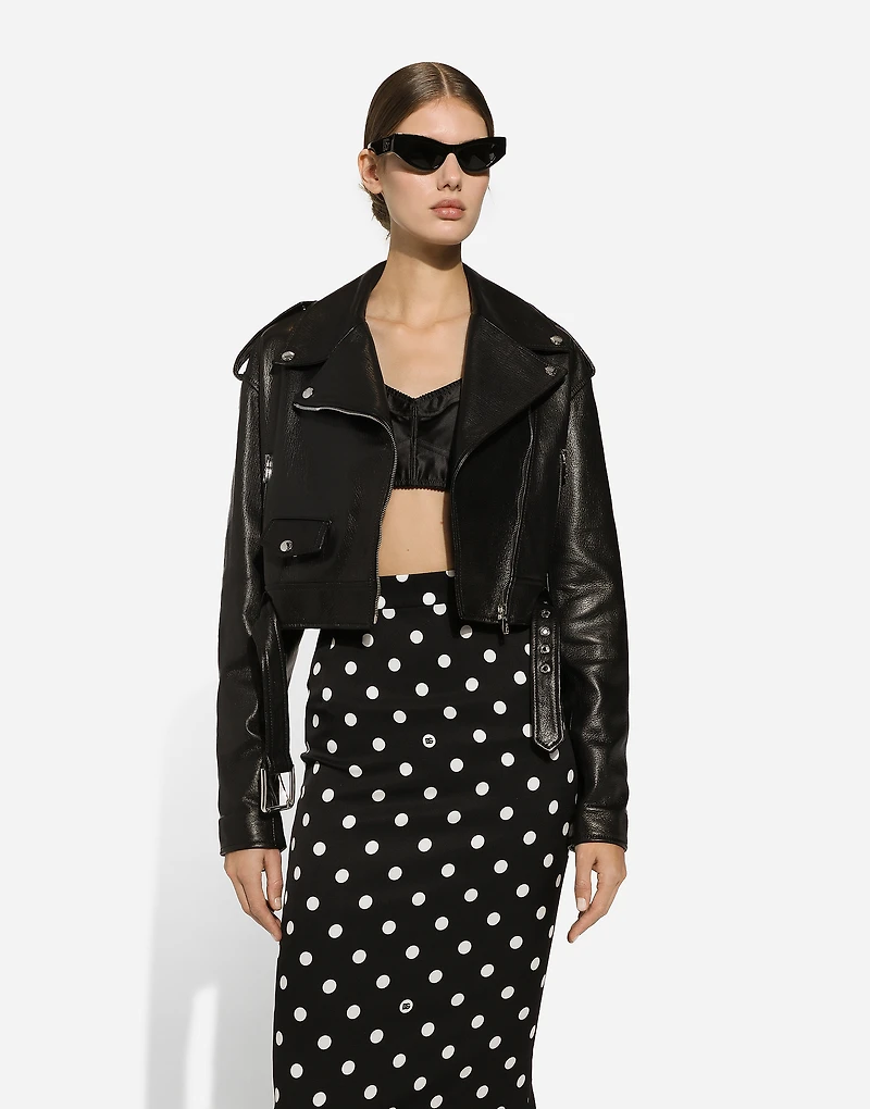 Plongé nappa leather biker jacket
