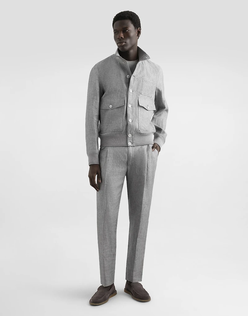 Washed linen canvas trousers