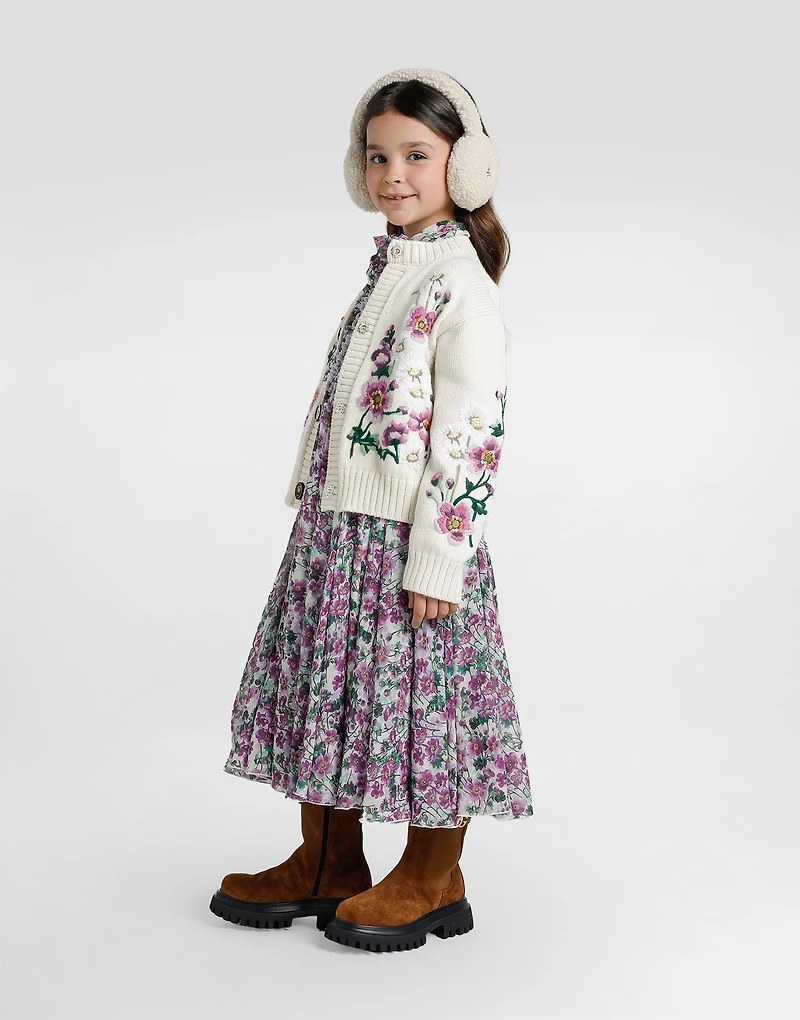 Violet-print crêpe dress