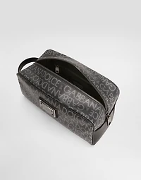 Coated jacquard toiletry bag
