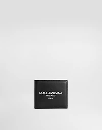 Calfskin bifold wallet with logo