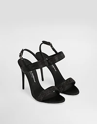 Satin sandals with fusible rhinestones