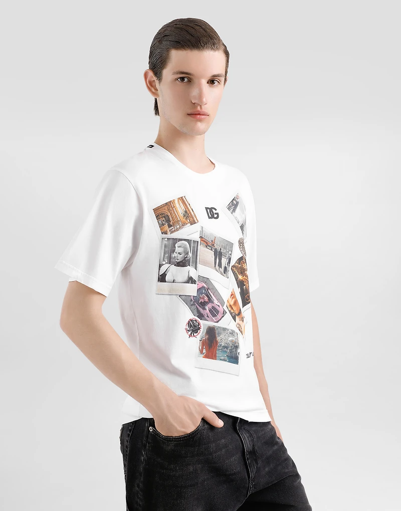 Cotton T-shirt with postcard print