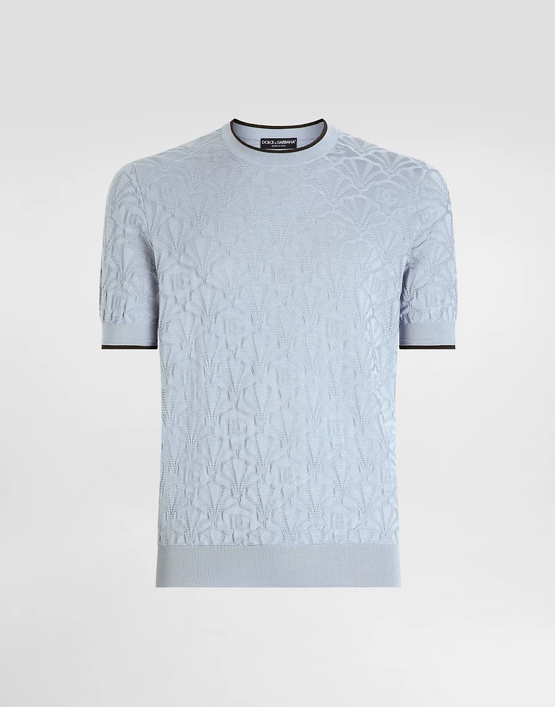 Silk crewneck pullover with logo