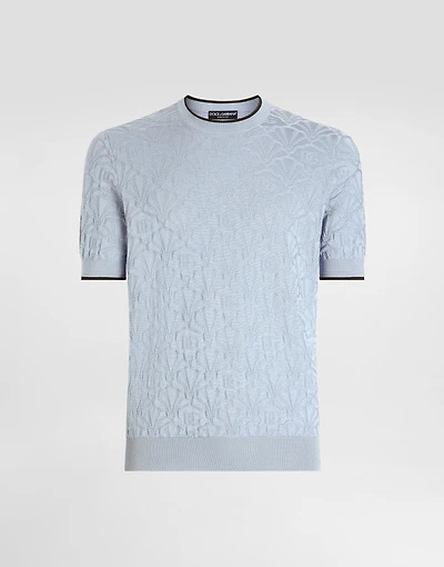 Silk crewneck pullover with logo