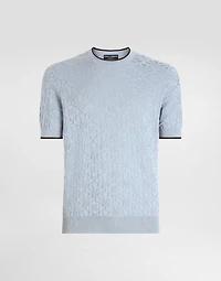 Silk crewneck pullover with logo