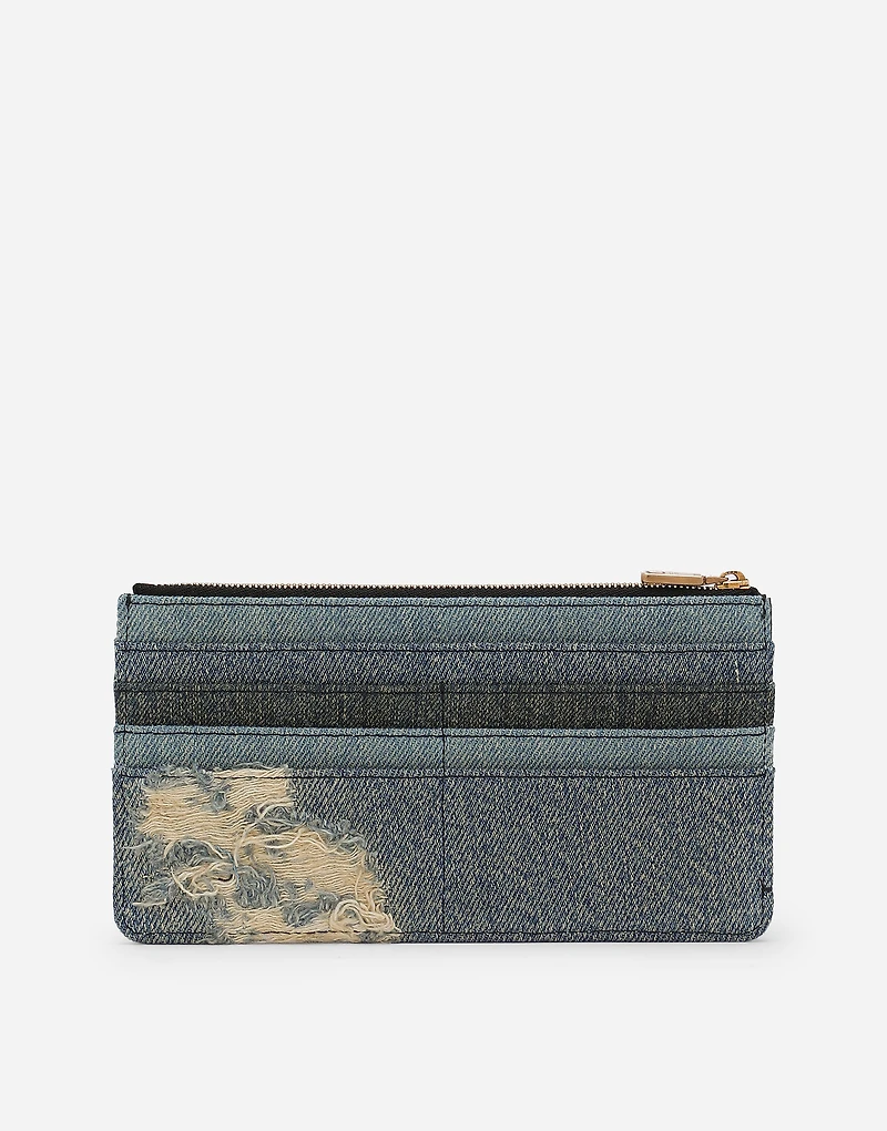 Large denim card holder
