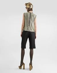 Sleeveless blouse crystal mesh