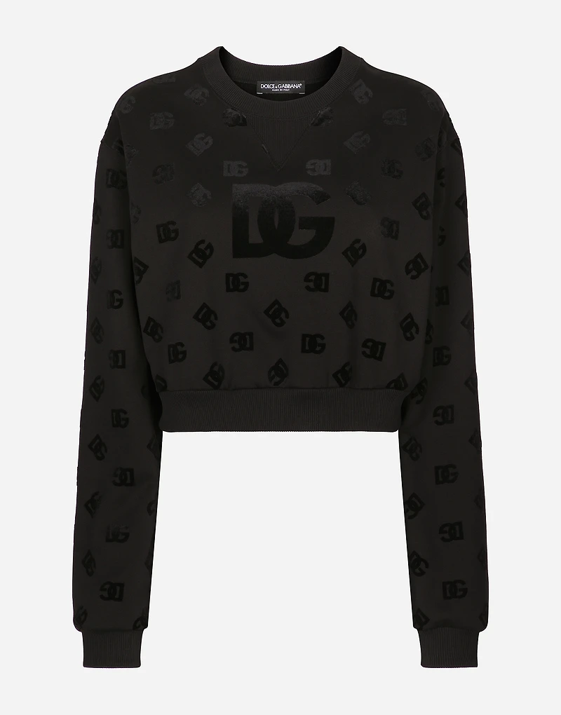 Jersey sweatshirt with flocked DG logo print