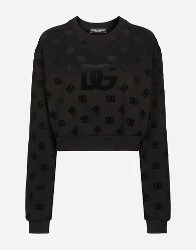 Jersey sweatshirt with flocked DG logo print