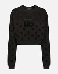 Jersey sweatshirt with flocked DG logo print