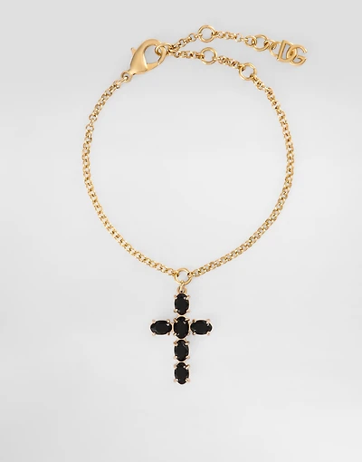 Fine link bracelet with cross charm