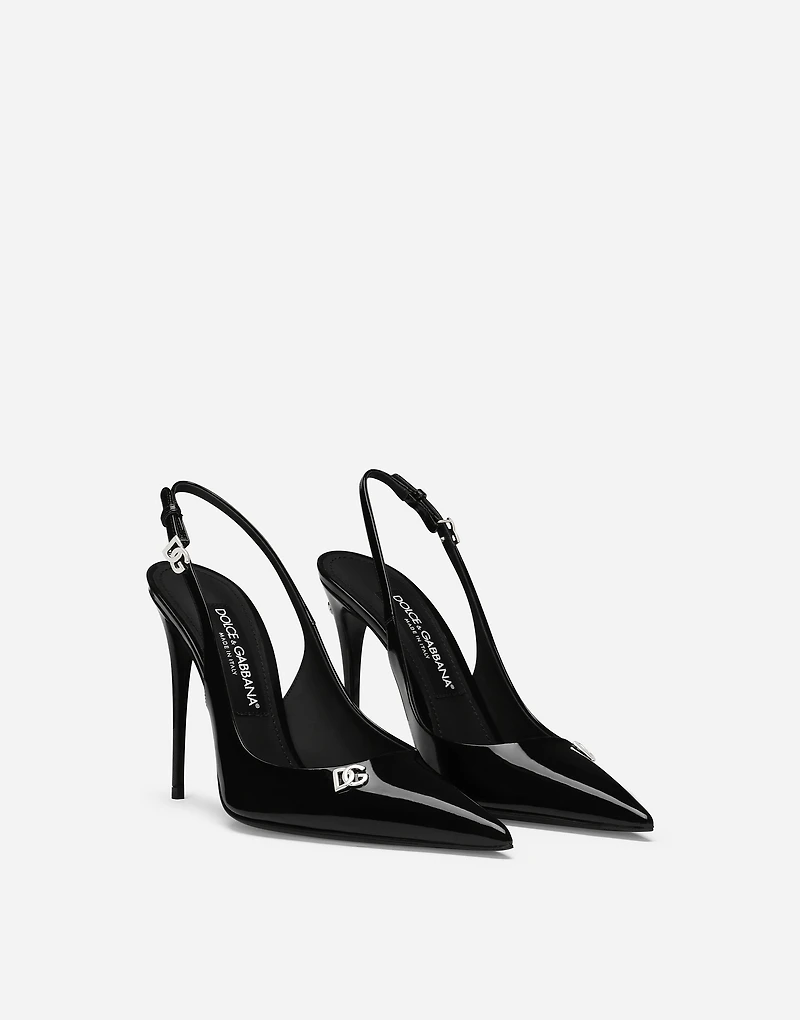 Patent leather slingbacks