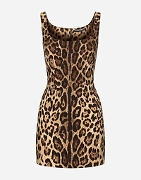 Short leopard-print charmeuse dress