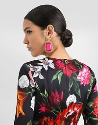 Printed fitted satin dress