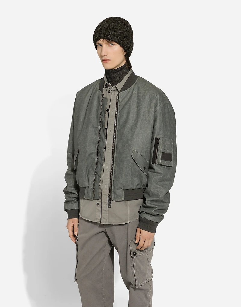 Oversize linen bomber jacket