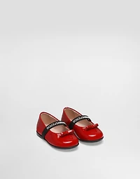 Patent leather ballet flats with elastic