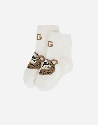 Baby leopard socks with jacquard DG logo