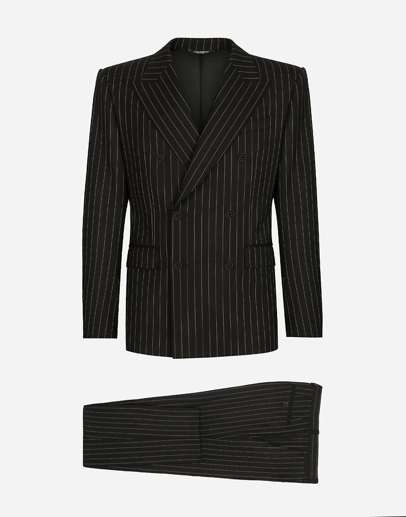 Double-breasted pinstripe stretch wool Sicilia-fit suit